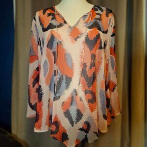 Banana Republic Pink/Purple Sheer Patterned Blouse